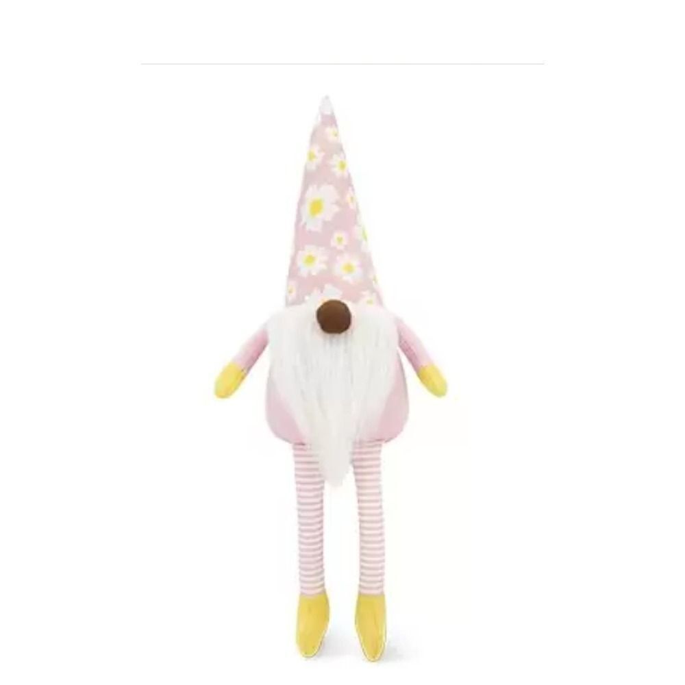 New! Springime Easter Decorative Shelf Gnome with Pink Daisies!